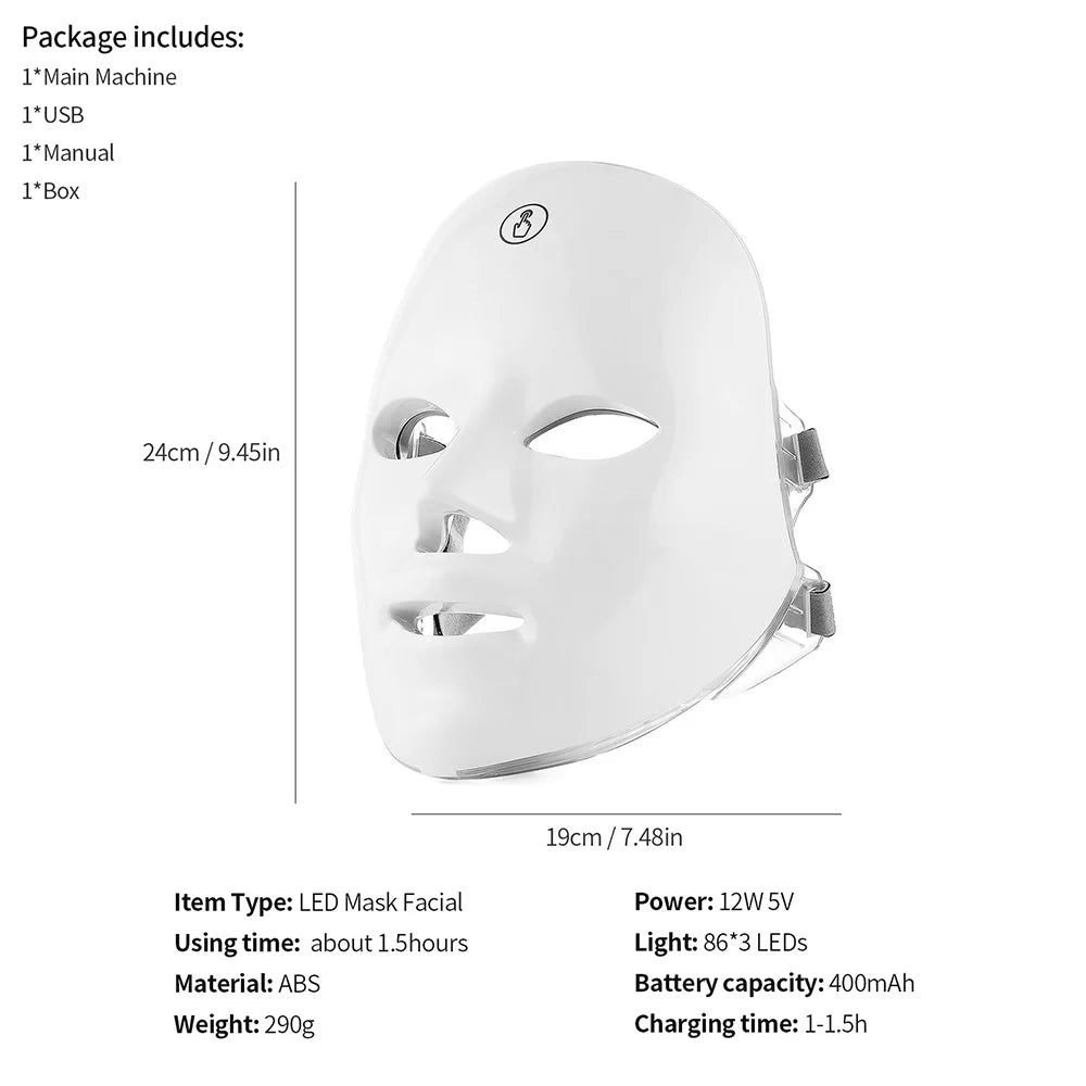 Rechargeable 7-Color LED Facial Mask