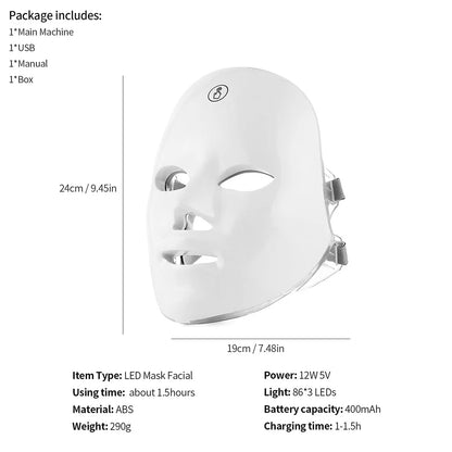 Rechargeable 7-Color LED Facial Mask